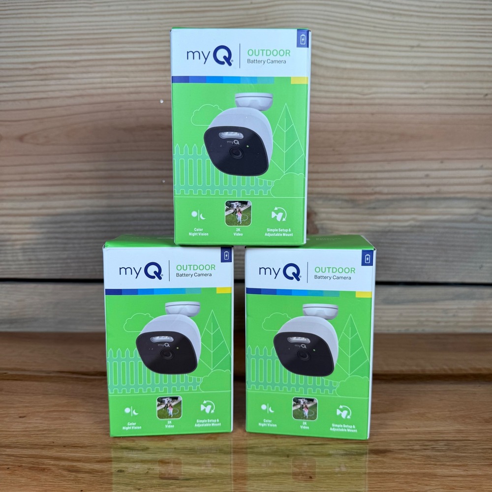 Lot of 3 MyQ Outdoor Battery Camera 2K Video Color Night Vision Smart Security